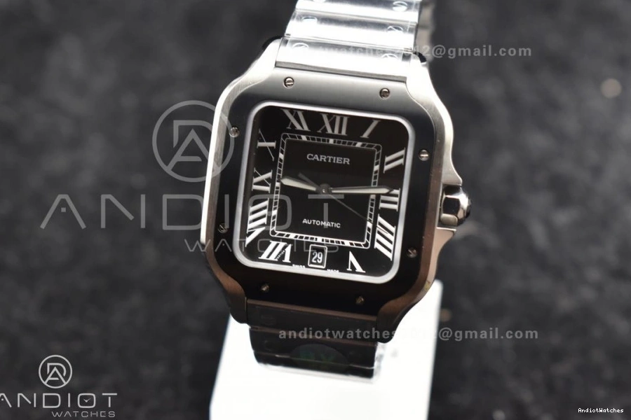 Edition Bracelet 1:1 on Dial Black Best Vibrant 1050 Gray Santos Bezel 40mm MIYOTA SS SS BVF Cartier de 0925